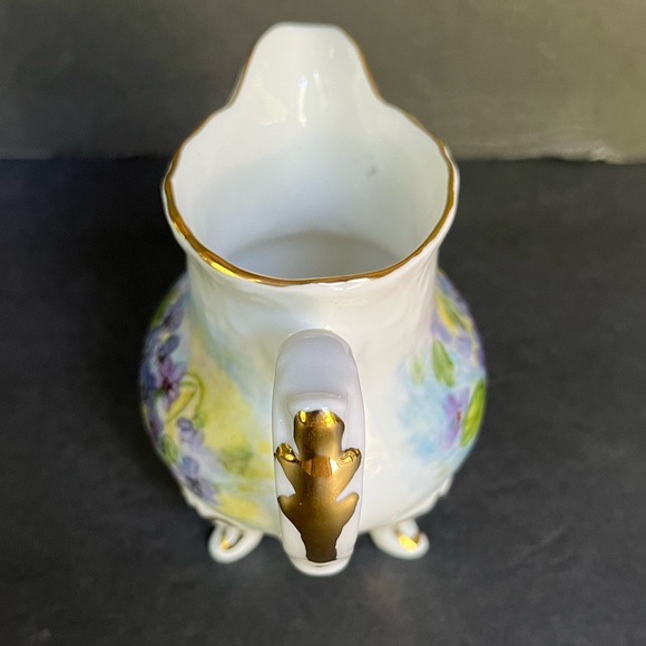 VTG Violet Tea Set Hand-painted Porcelain Teapot Creamer Sugar Bowl Victorian - Picture 10 of 16